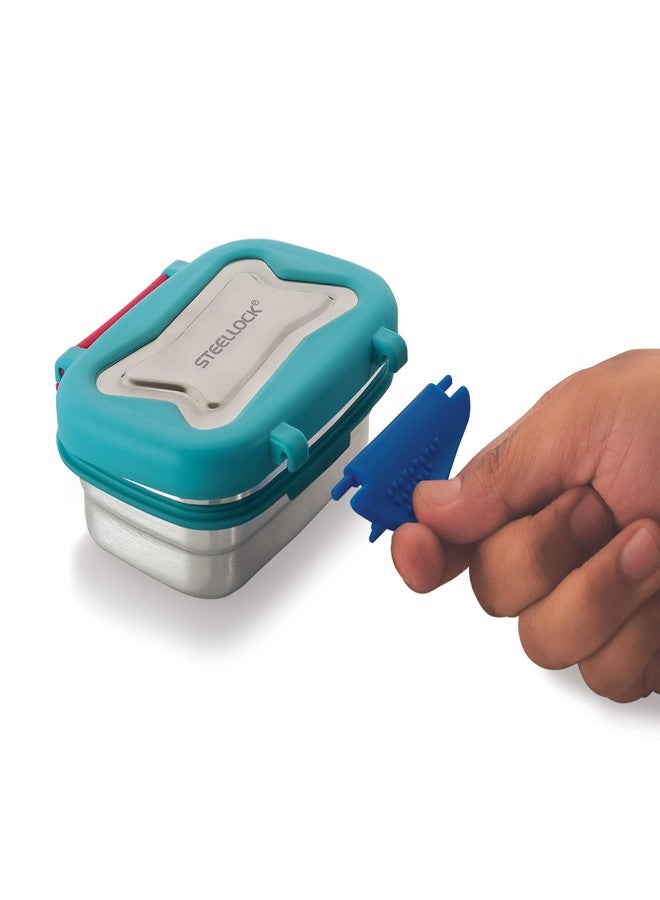 STEELLOCK Smart Stainless Steel Tiffin Lunch Box for Kids and Adults | Airtight & Leakproof | Rectangle Tiffin Box for School & Office with Steel Lid | Romeo 170ml - 2pc - Image 2